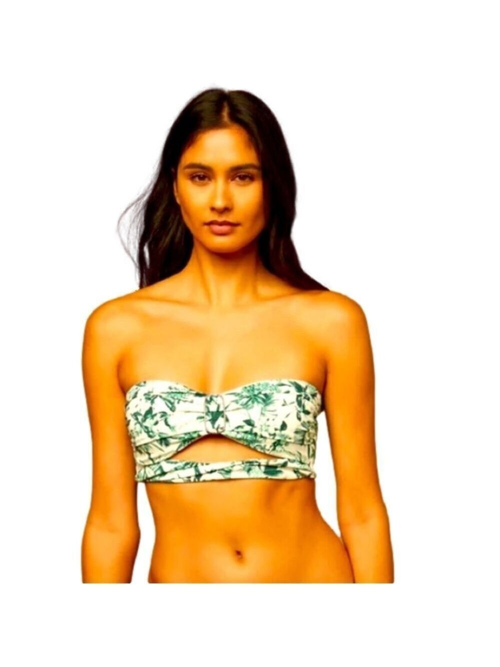 NWT Onia Lara Bikini Top Forest Green Multi Bandeau - Picture 3 of 5